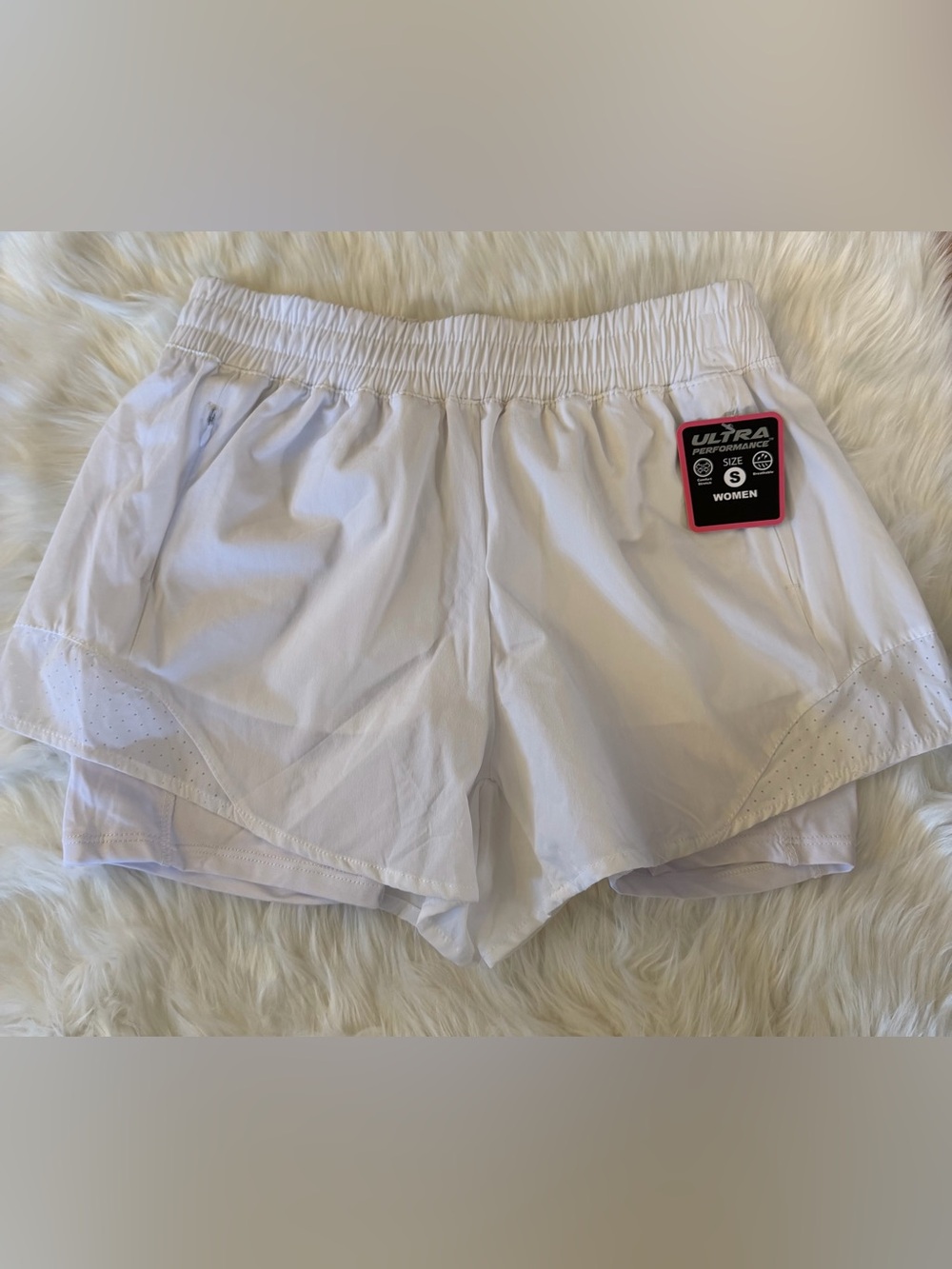 Ultra Performance Women’s White Athletic Shorts with Elastic Waist